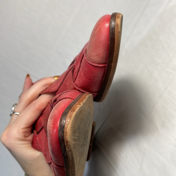 Free People Wanderlust Woven Red Leather Flats Point Toe Shoes - Picture 16 of 16